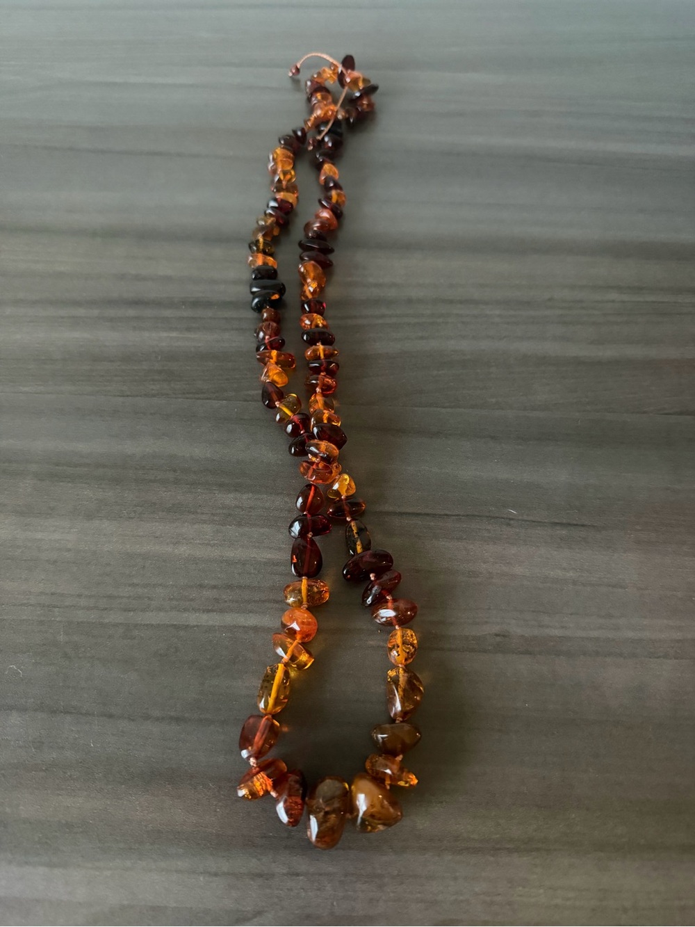 Amber Chip Necklace - Multitone Brown & Honey Beads
